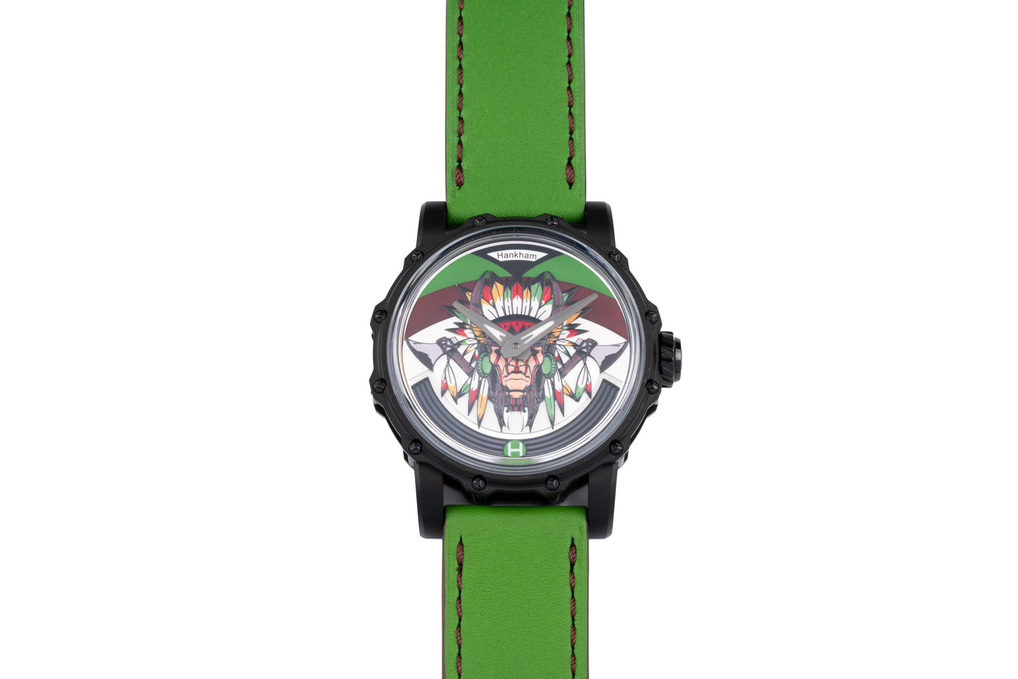 Hankham PVD Indians Dial on Green Leather Strap Miyota 8215