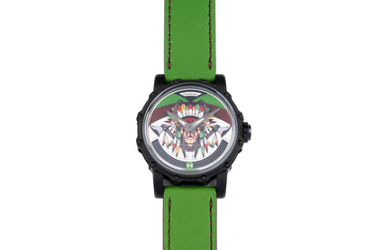 Hankham PVD Indians Dial on Green Leather Strap Miyota 8215