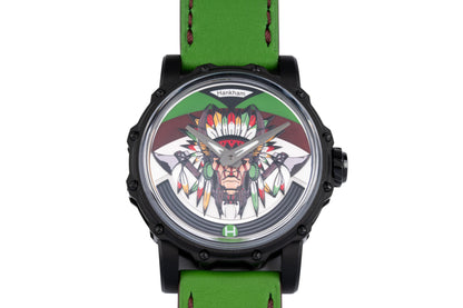 Hankham PVD Indians Dial on Green Leather Strap Miyota 8215