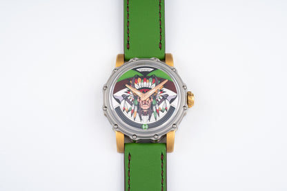 Hankham Two Tone Indians Dial on Green Leather Strap Miyota 8215