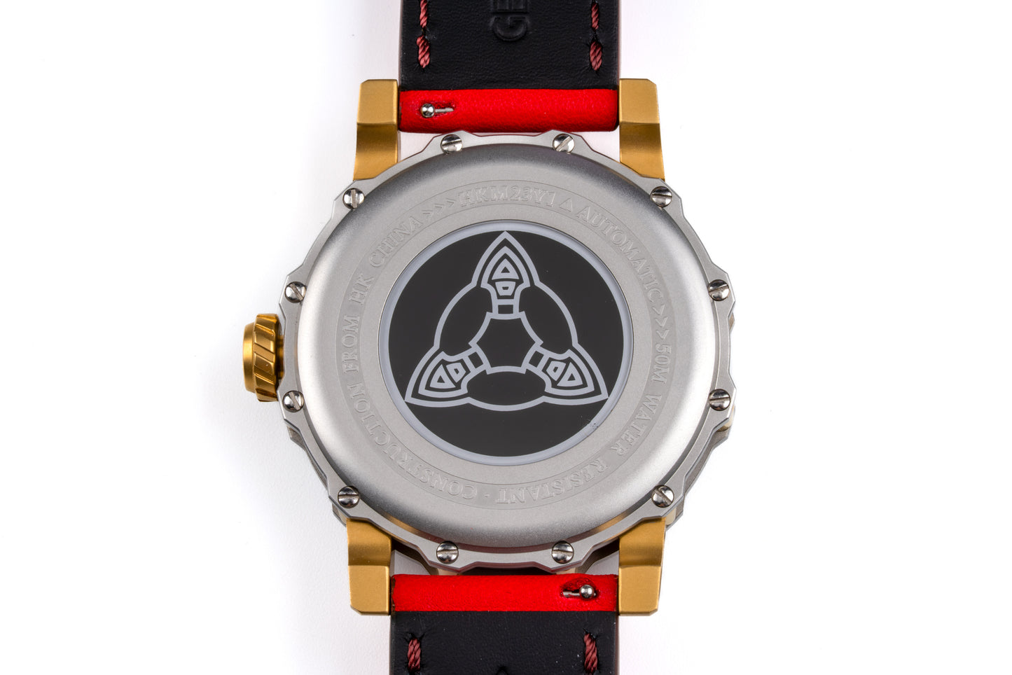 Hankham Two Tone Indians Dial on Red Leather Strap Miyota 8215