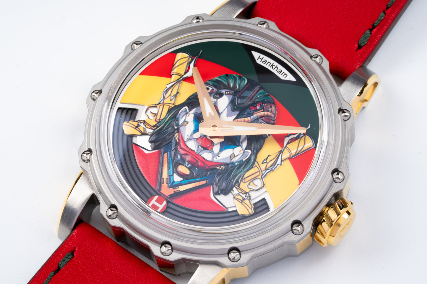 Hankham Two Tone Joker Dial on Red Leather Strap Miyota 8215