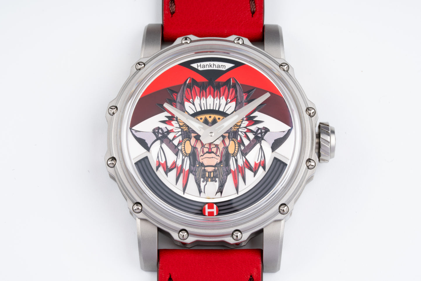 Hankham SS Indians Dial on Red Leather Strap Miyota 8215