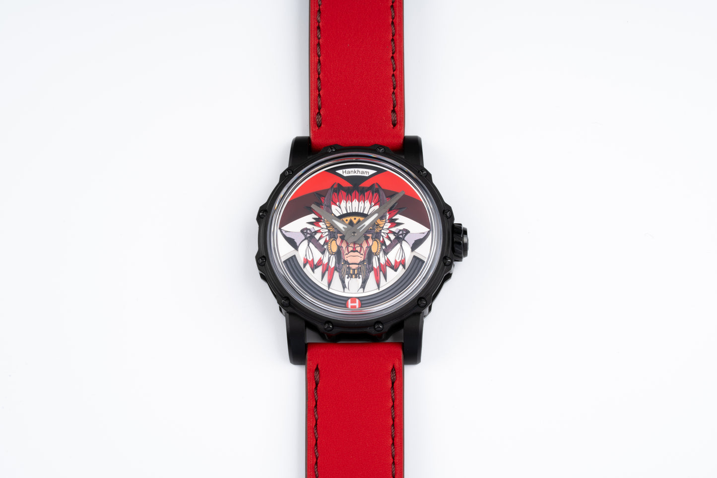 Hankham PVD Indians Dial on Red Leather Strap Miyota 8215