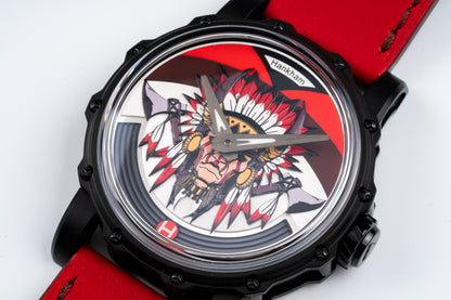 Hankham PVD Indians Dial on Red Leather Strap Miyota 8215