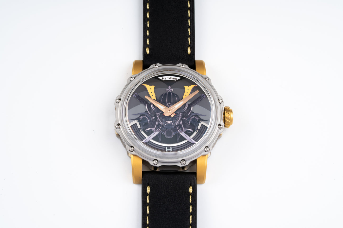 Hankham Two Tone Samurai Dial on Black Leather Strap Miyota 8215