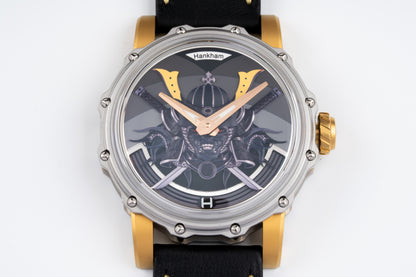 Hankham Two Tone Samurai Dial on Black Leather Strap Miyota 8215