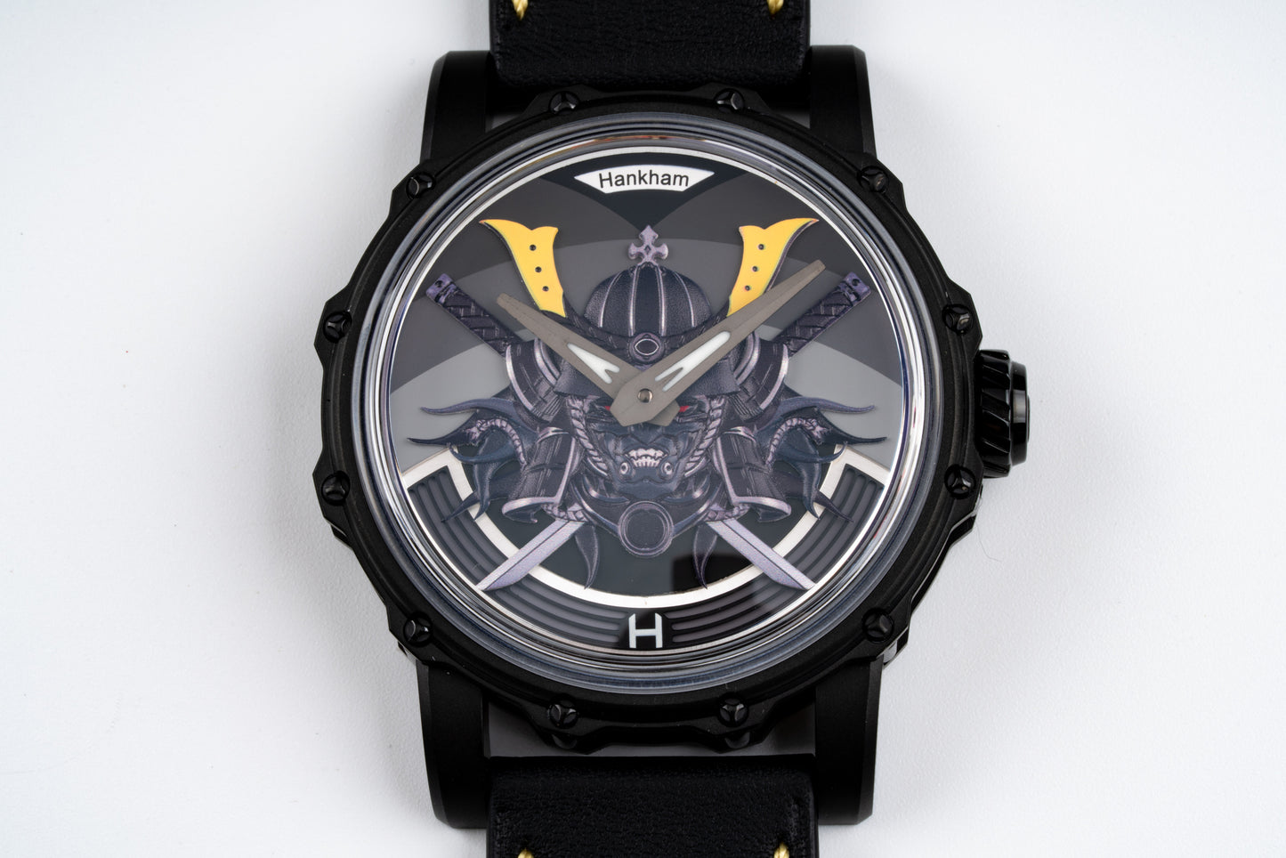 Hankham PVD Samurai Dial on Black Leather Strap Miyota 8215