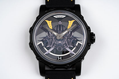 Hankham PVD Samurai Dial on Black Leather Strap Miyota 8215