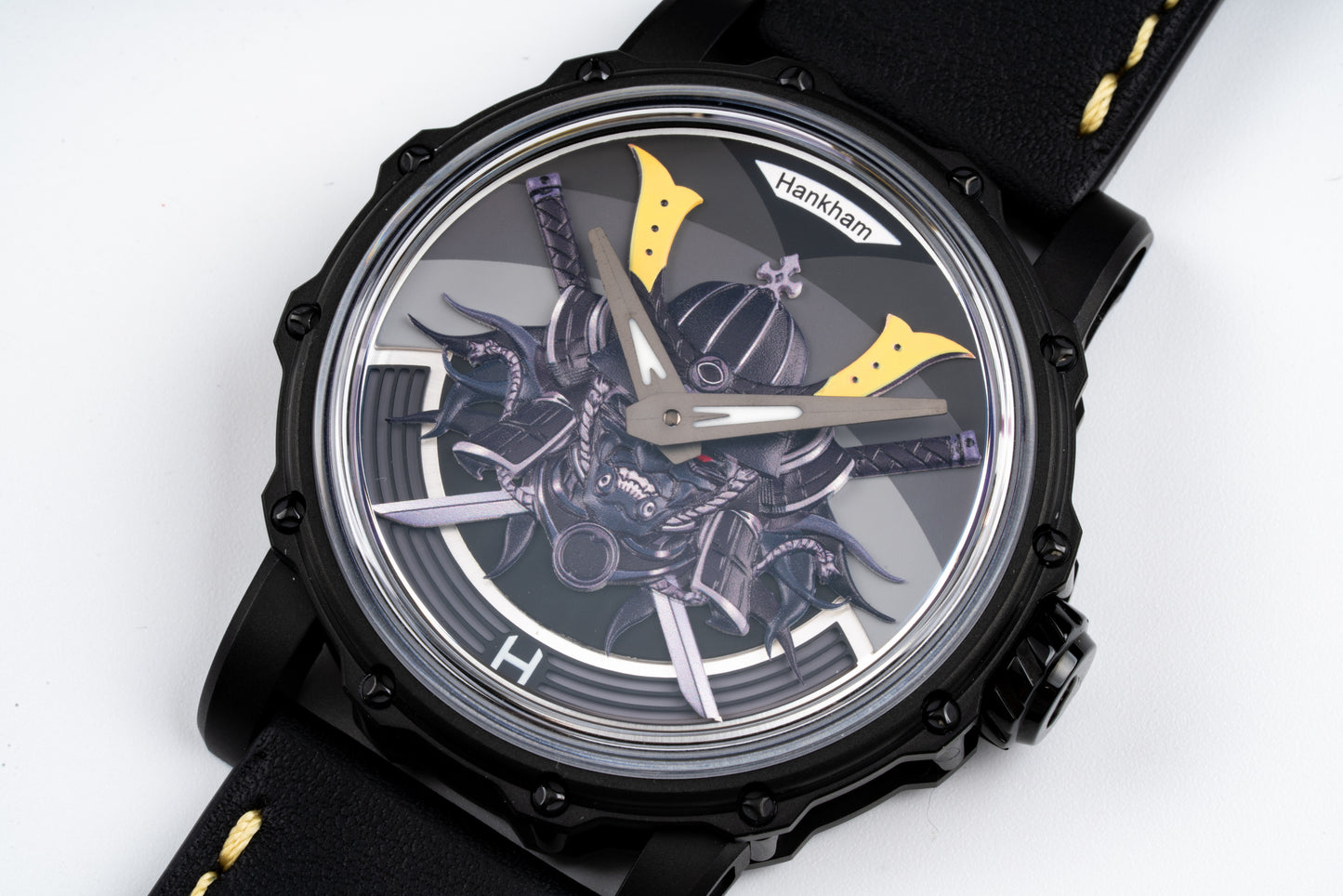 Hankham PVD Samurai Dial on Black Leather Strap Miyota 8215