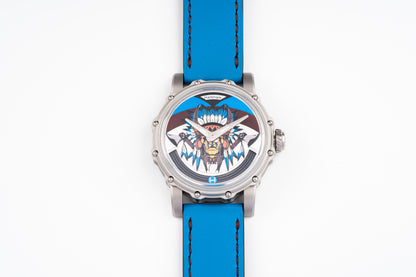 Hankham SS Indians Dial on Blue Leather Strap Miyota 8215