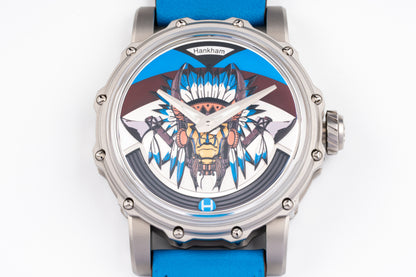 Hankham SS Indians Dial on Blue Leather Strap Miyota 8215