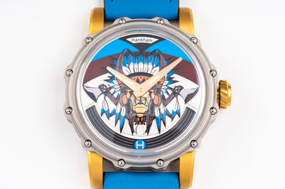 Hankham Two Tone Indians Dial on Blue Leather Strap Miyota 8215