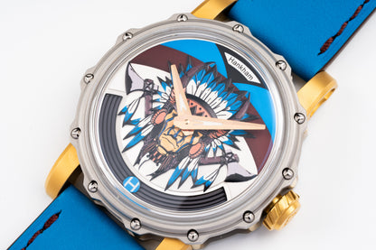 Hankham Two Tone Indians Dial on Blue Leather Strap Miyota 8215
