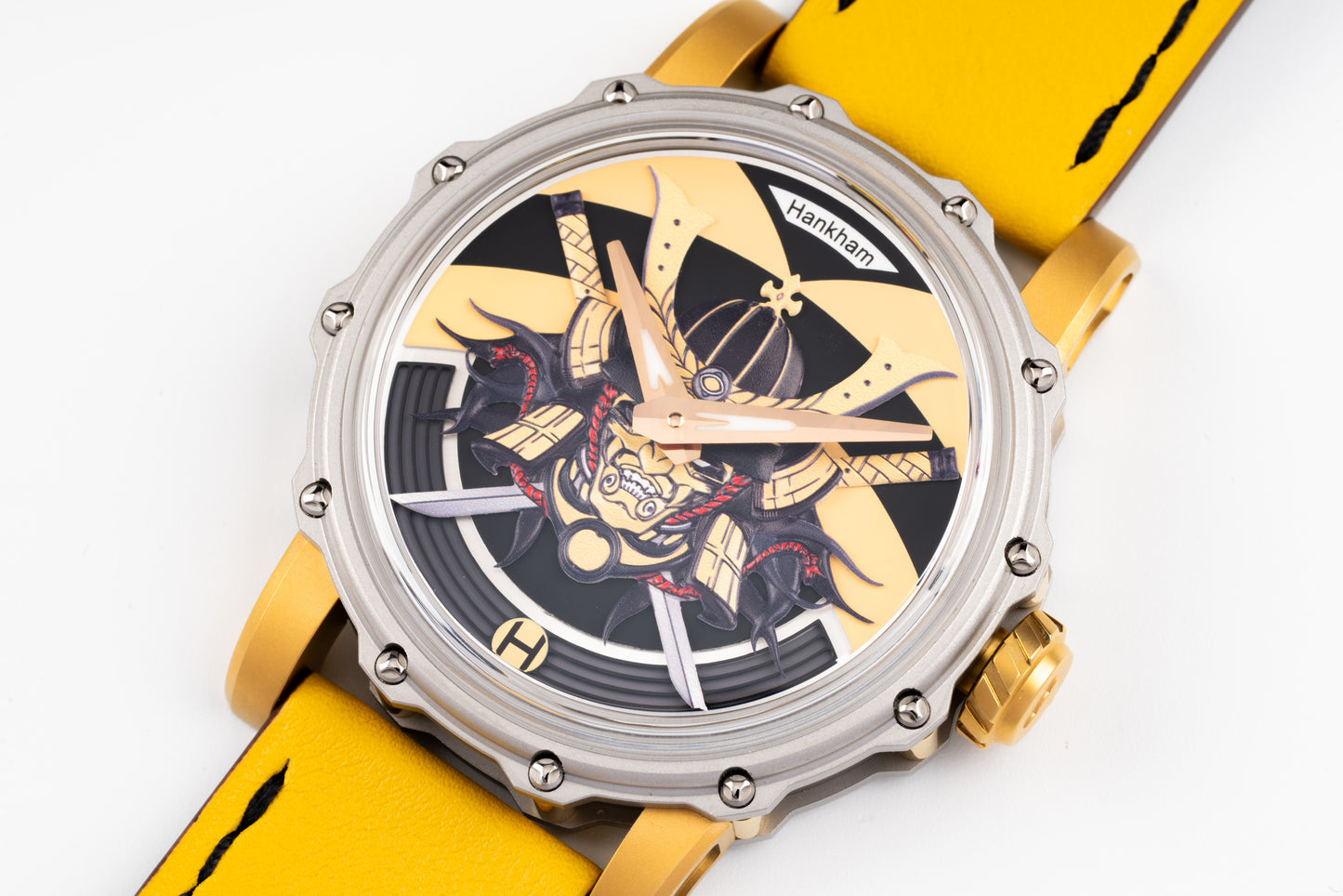 Hankham Two Tone Samurai Dial on Yellow Leather Strap Miyota 8215
