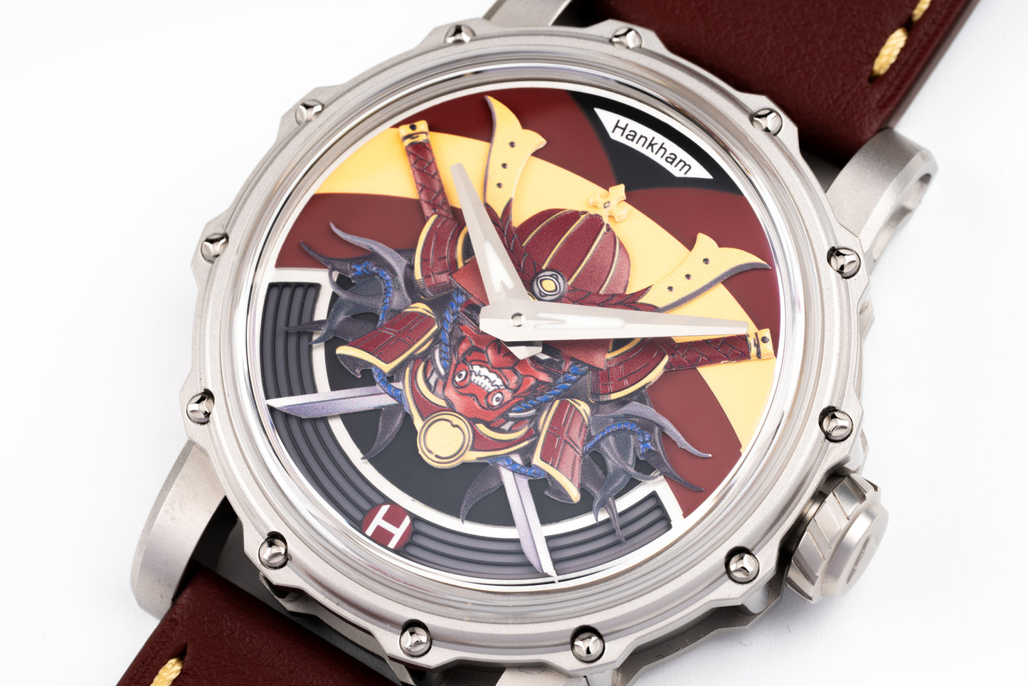 Hankham SS Samurai Dial on Red Leather Strap Miyota 8215