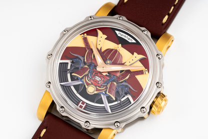 Hankham Two Tone Samurai Dial on Red Leather Strap Miyota 8215