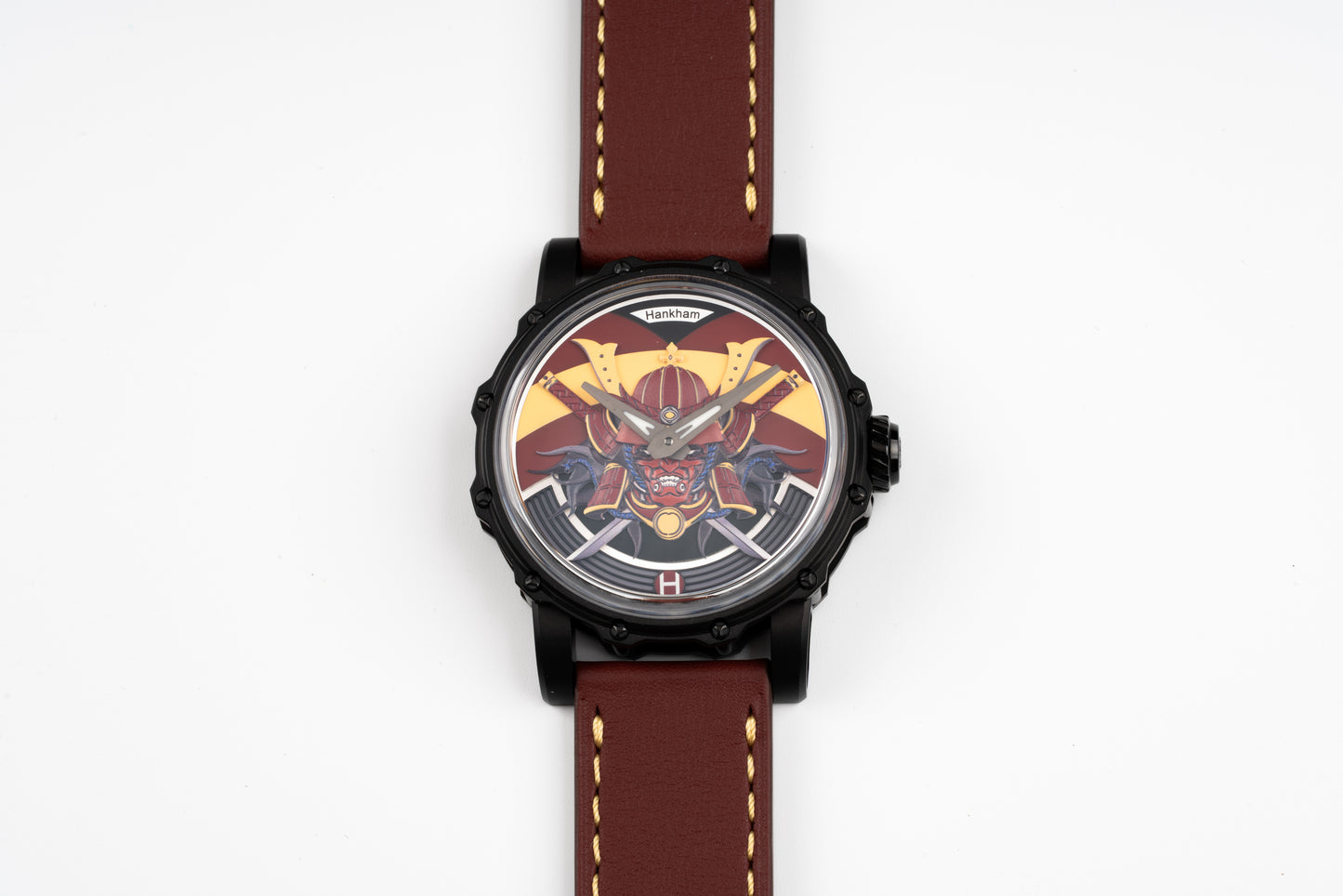 Hankham PVD Samurai Dial on Red Leather Strap Miyota 8215