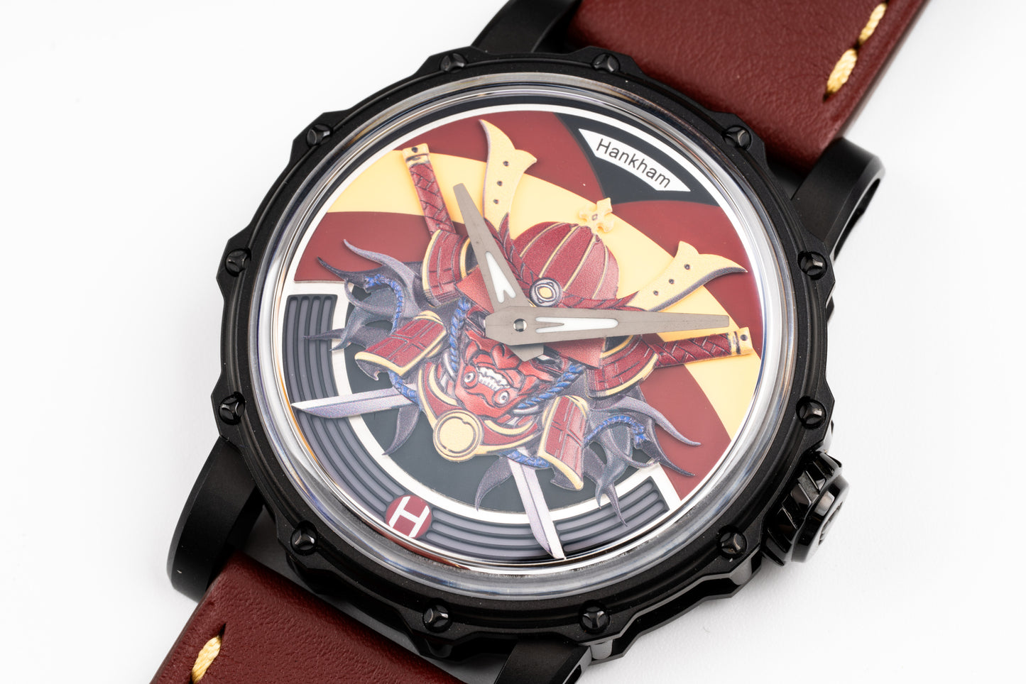 Hankham PVD Samurai Dial on Red Leather Strap Miyota 8215