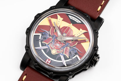 Hankham PVD Samurai Dial on Red Leather Strap Miyota 8215