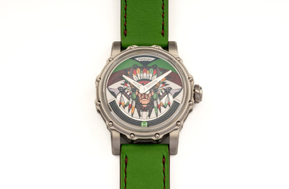 Hankham SS Indians Dial on Green Leather Strap Miyota 8215