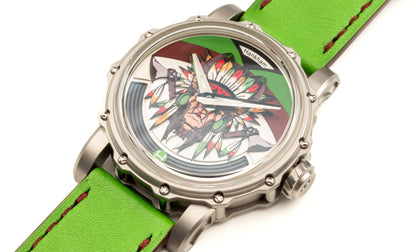 Hankham SS Indians Dial on Green Leather Strap Miyota 8215